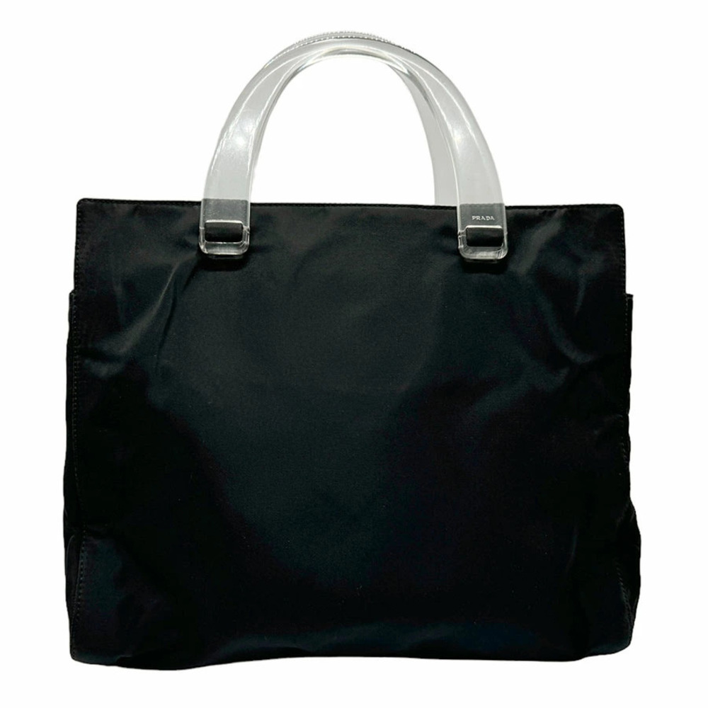 Prada Tessuto Top Handle Bag Black Clear handles